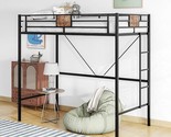 Twin Size Metal Bunk Bed With Ladder And Safety Guardrail Industrial Bun... - $328.99