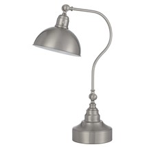 25&quot; Nickel Metal Lantern Desk Table Lamp With Nickel Dome Shade - $382.09