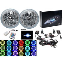 7&quot; LED COB Multi-Color White Red Blue Green Halo Angel Eye 6K HID Headlight Pair - £250.37 GBP