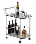 30 x 23.5 x 15.75 in. Wood Serving Bar Cart Tea Trolley with 2 Tier Shel... - £66.32 GBP