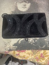 PARTNERS MERVYN&#39;S Slick Vintage Black Onyx Velvet Beaded Swirl Handbag - $17.82