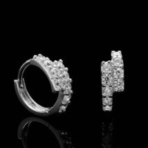 Ladies 1.5Ct Bypass Round Cut Diamond Huggie Hoop Earrings 14k White Gold Finish - £66.32 GBP