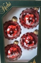 Krebs Christmas Ornament Set 4 Glittery Santa in Sleigh Red Glass Balls - £15.78 GBP