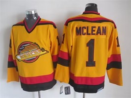 Canucks #1 Kirk McLean Jersey Old Style Uniform Yellow - £39.38 GBP