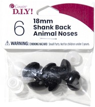 Shank Back Animal Noses 18mm 6/Pkg-Black - £8.73 GBP