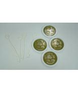Vintage set of 4 plastic  green Boston Massachusetts coasters travel sou... - $19.75