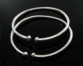 Fait à la Main Solide Argent Pur Bracelets Paire Menotte Bracelet Op-Enable - £47.13 GBP