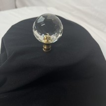 VINTAGE CUT CRYSTAL BALL MULTI- FACETED LAMP FINIAL BRASS BASE - $4.49
