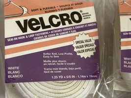 NIP VELCRO Brand Sew On White Hook &amp; Loop Fastener 1.25 YD x 5/8 Inch - $8.14