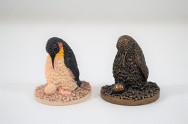 Scotland Penguin w/ Egg Mini Figurines Bronze Age Handmade Handpainted Pair  - £15.05 GBP