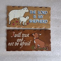 Vtg Wooden Wall Plaque The Lord is My Shepherd &amp; I Will trust &amp; Not Be Afraid - £7.82 GBP
