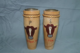 Vintage Wooden Collection of Japan Western Theme Salt and Pepper Shaker - $24.74