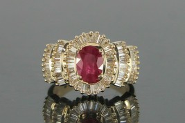 3.75Ct 925 Silver Gold Plated Round Simulated Ruby Cocktail Ring - £90.99 GBP