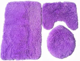 Soft Bathroom Carpet 3 Piece Bathroom Rugs and Mats Sets Non Slip Set Toilet Set - £29.86 GBP