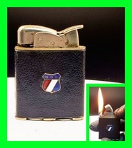 Vintage Evans Spitfire Wrapped w/ Enamel Badge Petrol Lighter - In Worki... - $59.39