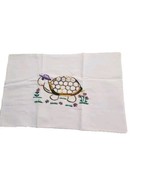 LOT of 2 Hand Embroidered Pillowcase Turtle w Purple Hat and Flowers Vin... - £15.57 GBP