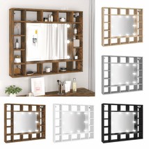 Modern Wooden Rectangular Wall Mounted Mirror Cabinet With LED Lights Storage - £67.31 GBP+