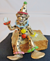 Gold Plated Metal Hand Made By Ron Lee Clown Sculpture 24k On Marble Bas... - $68.87