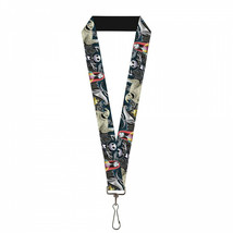 Nightmare Before Christmas Character Group Cemetery Scene Lanyard Black - £12.26 GBP