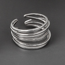 Winding Multi Layer Wrap Ring Adjustable Size Sterling Silver - £8.91 GBP