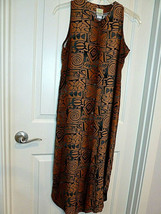 KALAHEO Rayon Brown Black Hawaiian Print Dress button front inset pocket XS - $24.74