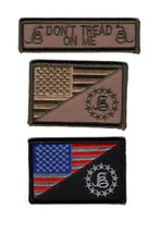 Bundle of 3 Dont Tread On Me Name tag USA Flag Tactical Milspec Hook Patch - £9.39 GBP