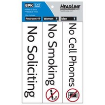 HeadLine Sign 6 Pack 2&quot; x 8&quot; Peel &amp; Stick Business Signs White/Black - £5.53 GBP