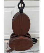 Old Wood Nautical Ships Pulleys Block &amp; Tackle Lamp Light Fixture Wooden... - $155.96 CAD