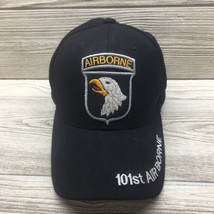 101st Airborne Cap Hat With Lapel Pin Black Adjustable Zipback Vintage F... - $14.75