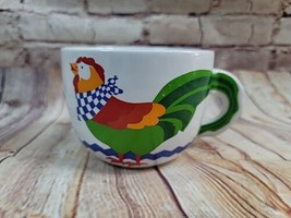 Vintage FTD 1992 Rooster Chicken Soup Mug 18 oz Cofee Tea Cottage Core Grannycor - £7.01 GBP