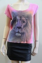 NWT Rebel Yell Neon Pink Lion Sweat Tee/ Top $95 - £20.41 GBP