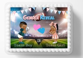 Team Boy Or Team Girl Gender Reveal Edible Image Edible Birthday Cake To... - $16.47