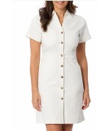 Draper James Womens Dress White Denim Short Sleeves Pockets Heavyweight - $75.45 CAD