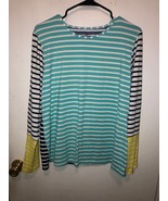 Lands End Womens SZ 18 Long Sleeve Striped Rash Guard Swim Surf Shirt EUC - $18.94 CAD