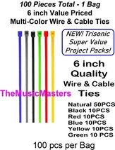 100 Pack Assorted Colors 6 inch Wire Cable Ties Nylon Zip Tie Down Wraps... - $7.12