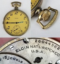 Elgin pocket watch movement face hands crown 15j 12s 1924 model 3 - $755.46 MXN