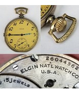 Elgin pocket watch movement face hands crown 15j 12s 1924 model 3 - €43,06 EUR