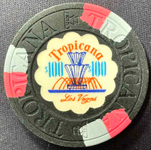 $100. TROPICANA CASINO CHIP - 1972 - Las Vegas, Nevada - Fountain Chip - $42.95
