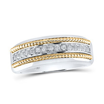 10k Two-tone Gold Mens Round Diamond Wedding Rope Band Ring 1/3 Cttw - £714.30 GBP