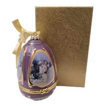 Mr. Christmas Egg Music Box Purple Ornament &quot;Angels we Have Heard on High&quot; Piano - £6.25 GBP