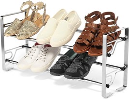 Metal 2-Tier Shoe Rack From Ustech Holds 12 Pairs Of Shoes, Has, Slip Surface - £35.90 GBP