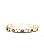 Victorian Era 14k Yellow Gold Over 9Ct Round Cut Amethyst Pearl Bangle B... - €150,93 EUR