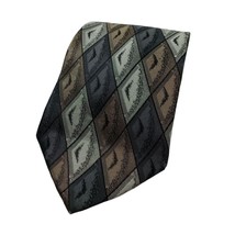 Vintage Towncraft Tie Brown Black Diamonds Silk Flaws - £3.90 GBP