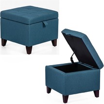 Asense Fabric Square Storage Ottoman Cube Foot Rest Step Stool, Flip Top Toy Box - £79.32 GBP