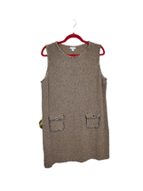 J JILL Women Size Large Brown Tweed Dress Fringe Pockets Rompe - £27.45 GBP