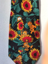 Vintage Paws Addiction Men&#39;s Tie, Garfield &amp; Sunflowers, Polyester Fun Colorful - £6.94 GBP