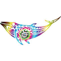 Color Burst Whale Tribal Vinyl Decal 6 inches wide - £7.75 GBP+