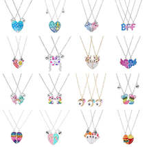 2/3/4Pcs/set Mermaid Heart Unicorn Bear Cat Pendant Best Friend BFF - $11.53+