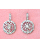 ESTATE EDWARDIAN STYLE 1.92 ctw DIAMOND PLATINUM COCKTAIL 1" EVERYDAY EARRINGS - £2,614.58 GBP