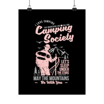 Vertical Matte Poster: Camping Society Hike Illustration - Mountains Cal... - $14.42+